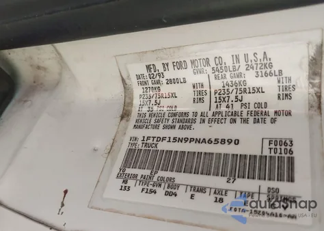 1993 Ford F150 from USA, damaged, VIN 1FTDF15N9PNA65890